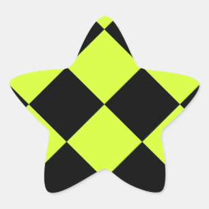 Pegatina En Forma De Estrella Amarillo Fluorescente y negro de gran tamaño