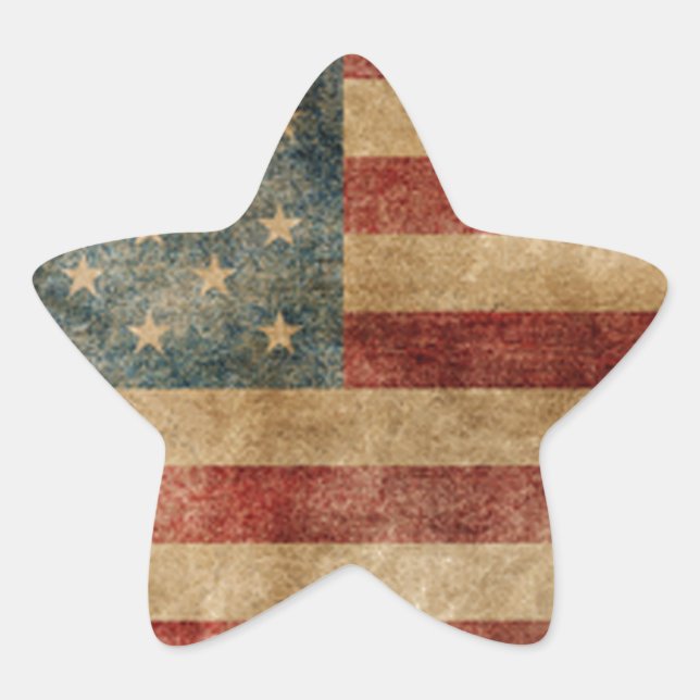 Pegatina En Forma De Estrella americana rústica, bandera de los estados unidos,  (Anverso)