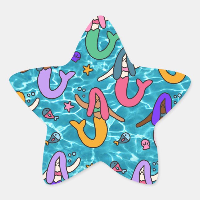 Pegatina En Forma De Estrella Amigos de Mermaid (Anverso)