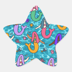 Pegatina En Forma De Estrella Amigos de Mermaid