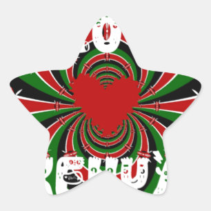 Pegatina En Forma De Estrella Amo a Kenia: Arte de Bandera Dinámica