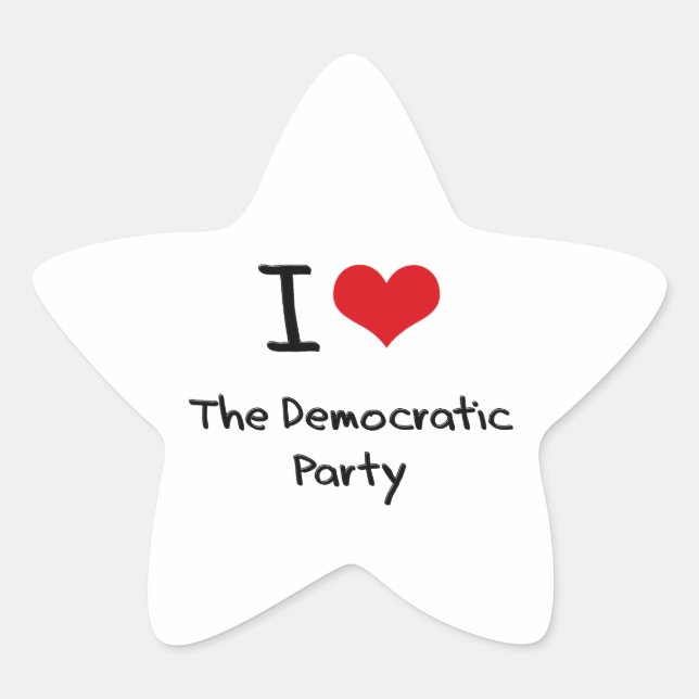 Pegatina En Forma De Estrella Amo Al Fiesta Democrático (Anverso)