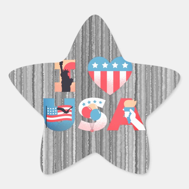 Pegatina En Forma De Estrella AMO el Diseño de EE. UU. (Anverso)