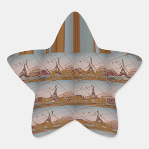 Pegatina En Forma De Estrella Amo la Torre Eiffel París con el color azul del am