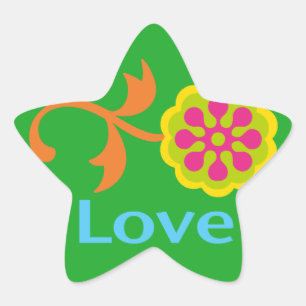 Pegatina En Forma De Estrella Amor y flores - alegres