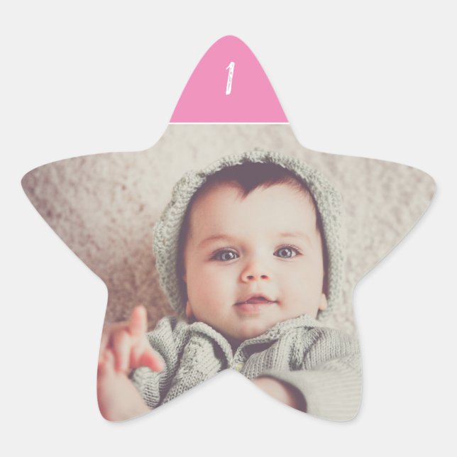Pegatina En Forma De Estrella Añadir tu propia foto Pegatinas de cumpleaños (Anverso)