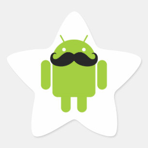 Pegatina En Forma De Estrella Android Robot Black Mustache Graphic