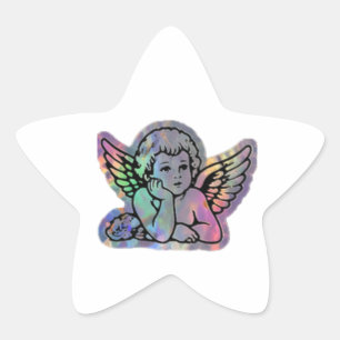 Pegatina En Forma De Estrella Angel Baby Pegatina de querubín alado lindo para