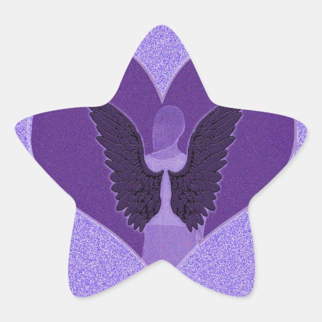 Pegatina En Forma De Estrella Ángel rosa y corazón (Anverso)
