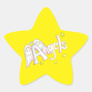 Pegatina En Forma De Estrella Angels Palabra Inspiradora Pegatina de arte Decal