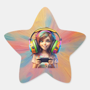 Pegatina En Forma De Estrella "Animación de juegos lúdicos"