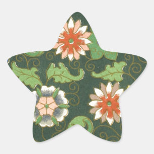 Pegatina En Forma De Estrella Antiguo patrón chino de cloisonné: jade verde