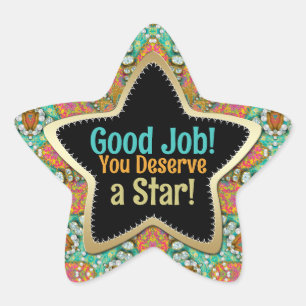 Pegatina En Forma De Estrella Aqua Jewels Gold - ¡Buen Trabajo, Te Mereces una E