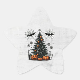Pegatina En Forma De Estrella Árbol de calabaza festiva