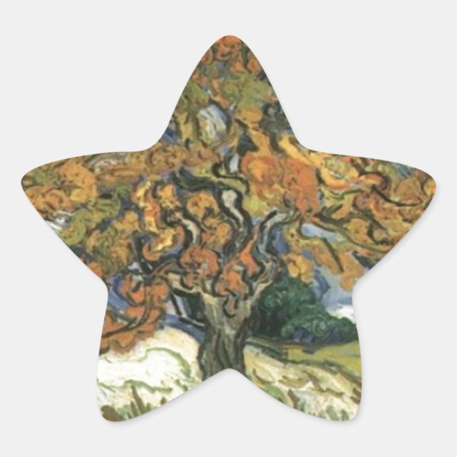 Pegatina En Forma De Estrella Árbol de moras por van Gogh (Anverso)