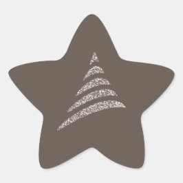 Pegatina En Forma De Estrella Árbol de Navidad Amiable Monocromo Artístico