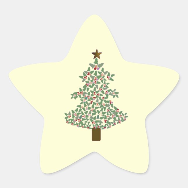 Pegatina En Forma De Estrella Árbol de Navidad Ártico (Anverso)