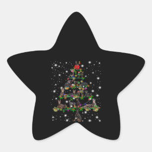 Pegatina En Forma De Estrella Árbol de Navidad Doberman cubierto por linterna