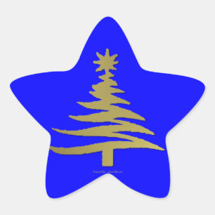 Pegatina En Forma De Estrella Árbol de Navidad moderno estampado con plantilla d