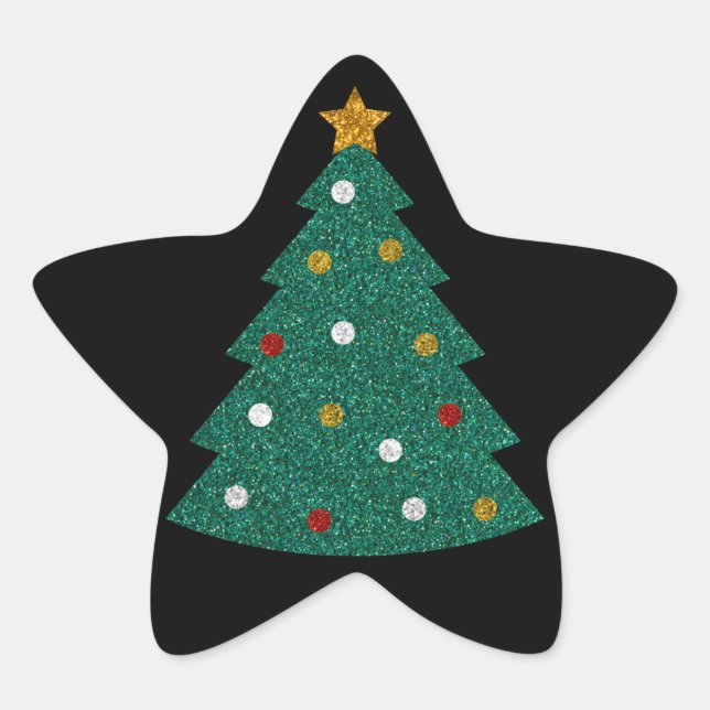 Pegatina En Forma De Estrella Árbol de Navidad purpurina (Anverso)