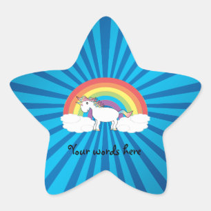 Pegatina En Forma De Estrella Arcoiris azul unicornio