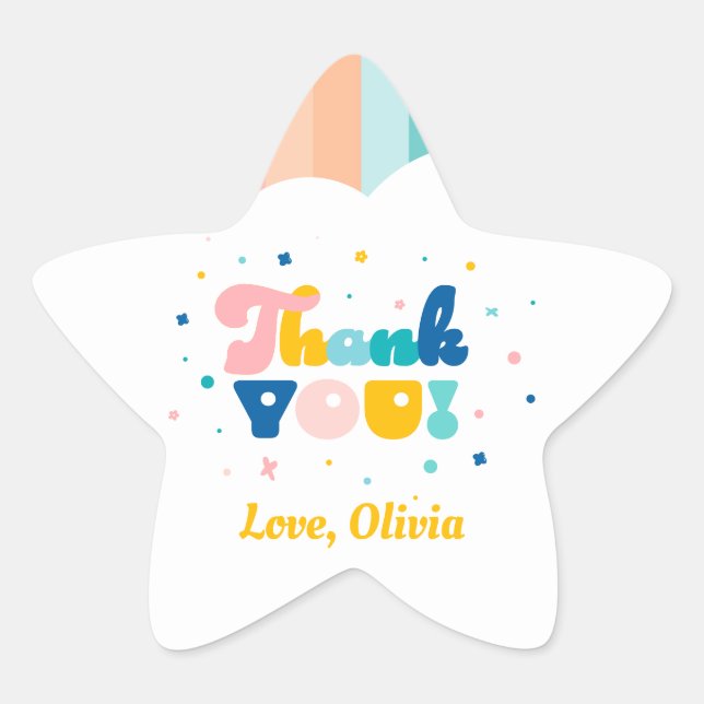 Pegatina En Forma De Estrella Arcoiris de Pegatina temático de fiesta de cumplea (Anverso)