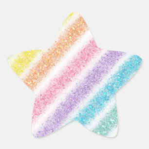Pegatina En Forma De Estrella Arcoíris de purpurina pastel