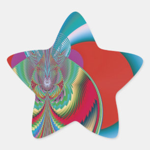 Pegatina En Forma De Estrella Arte abstracto de explosión de color de mariposa d