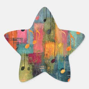 Pegatina En Forma De Estrella Arte abstracto tema musical