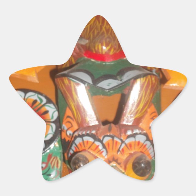 Pegatina En Forma De Estrella Arte cultural único - Diseño ceilandés/indonesio (Anverso)