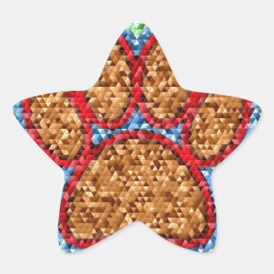 Pegatina En Forma De Estrella Arte de garra de perro Low Poly