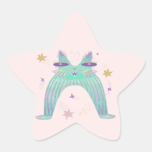 Pegatina En Forma De Estrella arte de gato arcoíris