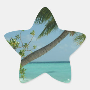 Pegatina En Forma De Estrella Arte de olas de agua de sol de arena de playa trop