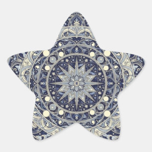 Pegatina En Forma De Estrella Arte de Patrón de Estrella de Mandala de Brújula C