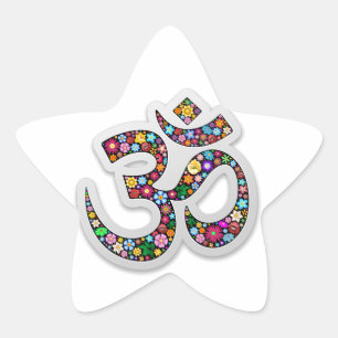 Pegatina En Forma De Estrella Arte del símbolo floral Namaste