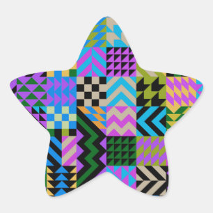 Pegatina En Forma De Estrella Arte folclórico tribal - azul
