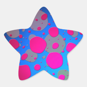 Pegatina En Forma De Estrella Arte moderno rosa brillante y azul