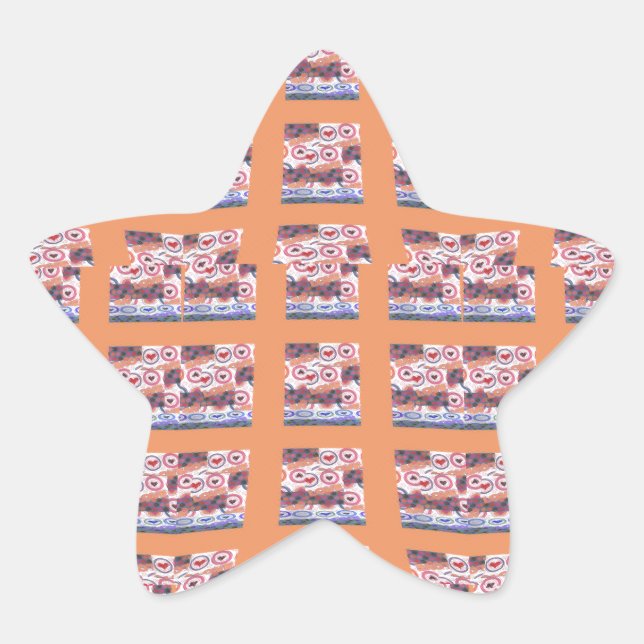Pegatina En Forma De Estrella Arte único y elegante con patrón de corazón para t (Anverso)