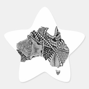 Pegatina En Forma De Estrella Australia Map Art Doodle