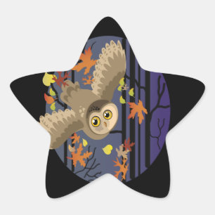 Pegatina En Forma De Estrella Autumn Owl
