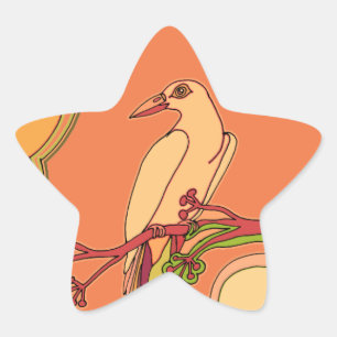 Pegatina En Forma De Estrella Aves caprichosas