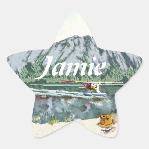 Pegatina En Forma De Estrella Avión del pueblo de Star Alaskan Bush