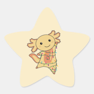 Pegatina En Forma De Estrella Axolotl Merry Christmas Winter Animals Axolotls