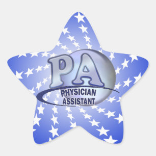 PEGATINA EN FORMA DE ESTRELLA AYUDANTE MÉDICO DE LOGO AZUL DE LA PA