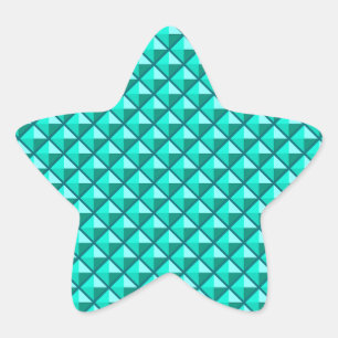 Pegatina En Forma De Estrella azul pavo real, aspecto de esmalte, cuadrícula de