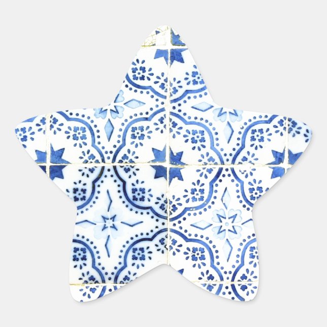 Pegatina En Forma De Estrella Azulejos, Portuguese Tiles (Anverso)