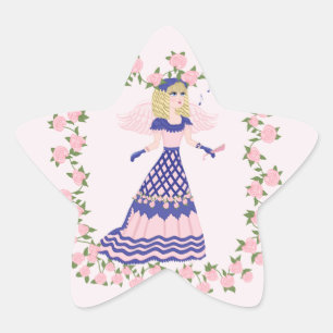 Pegatina En Forma De Estrella Azules de Ángel Victoriano y cantos rosados por ch