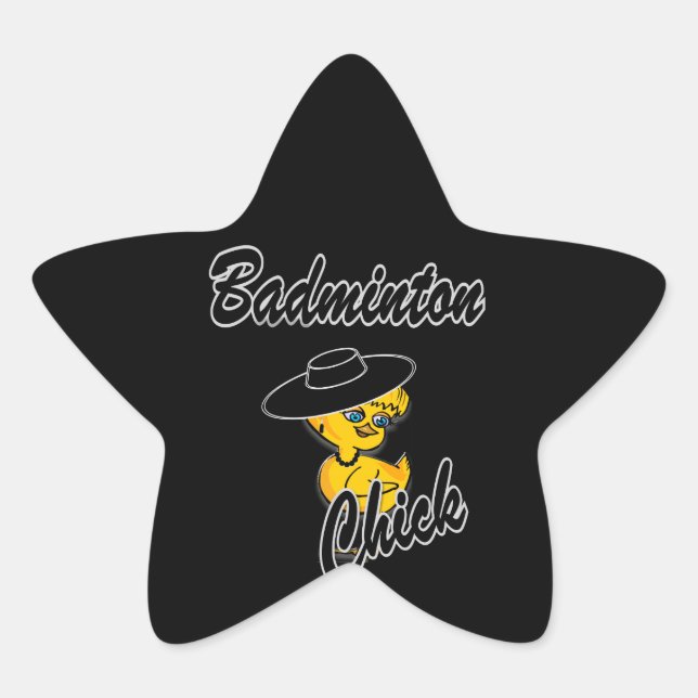 Pegatina En Forma De Estrella Badminton Chick #4 (Anverso)
