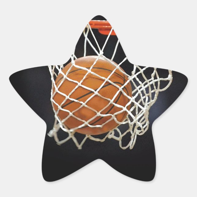 Pegatina En Forma De Estrella Baloncesto (Anverso)