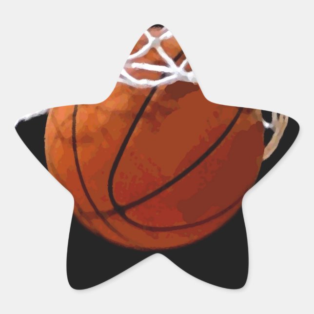 Pegatina En Forma De Estrella Baloncesto (Anverso)